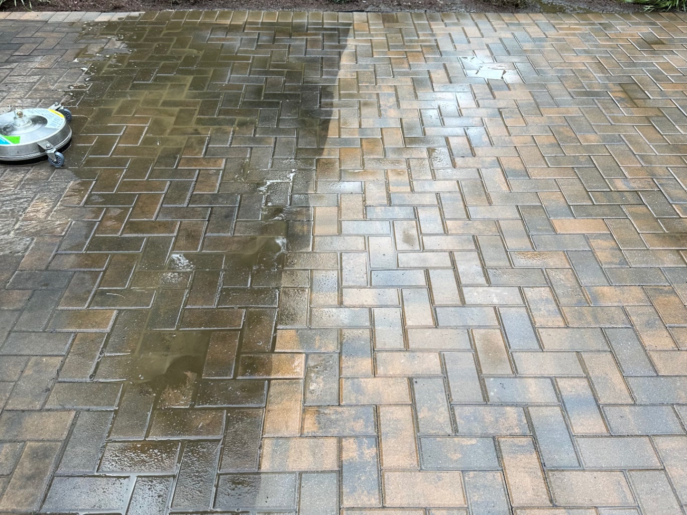 Patio cleaning — before and after