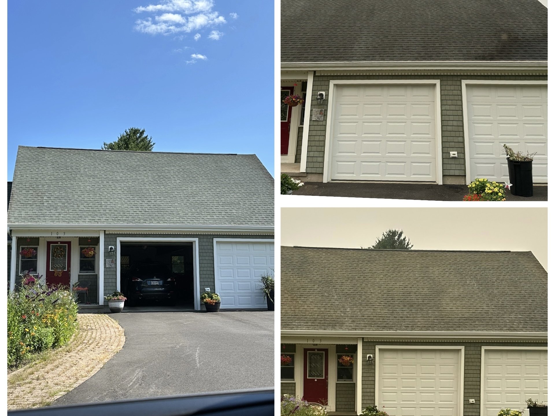 Roof soft washing — before and after